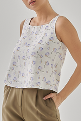 Vinnie Floral Square Neck Blouse in White