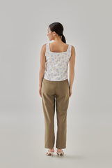 Vinnie Floral Square Neck Blouse in White