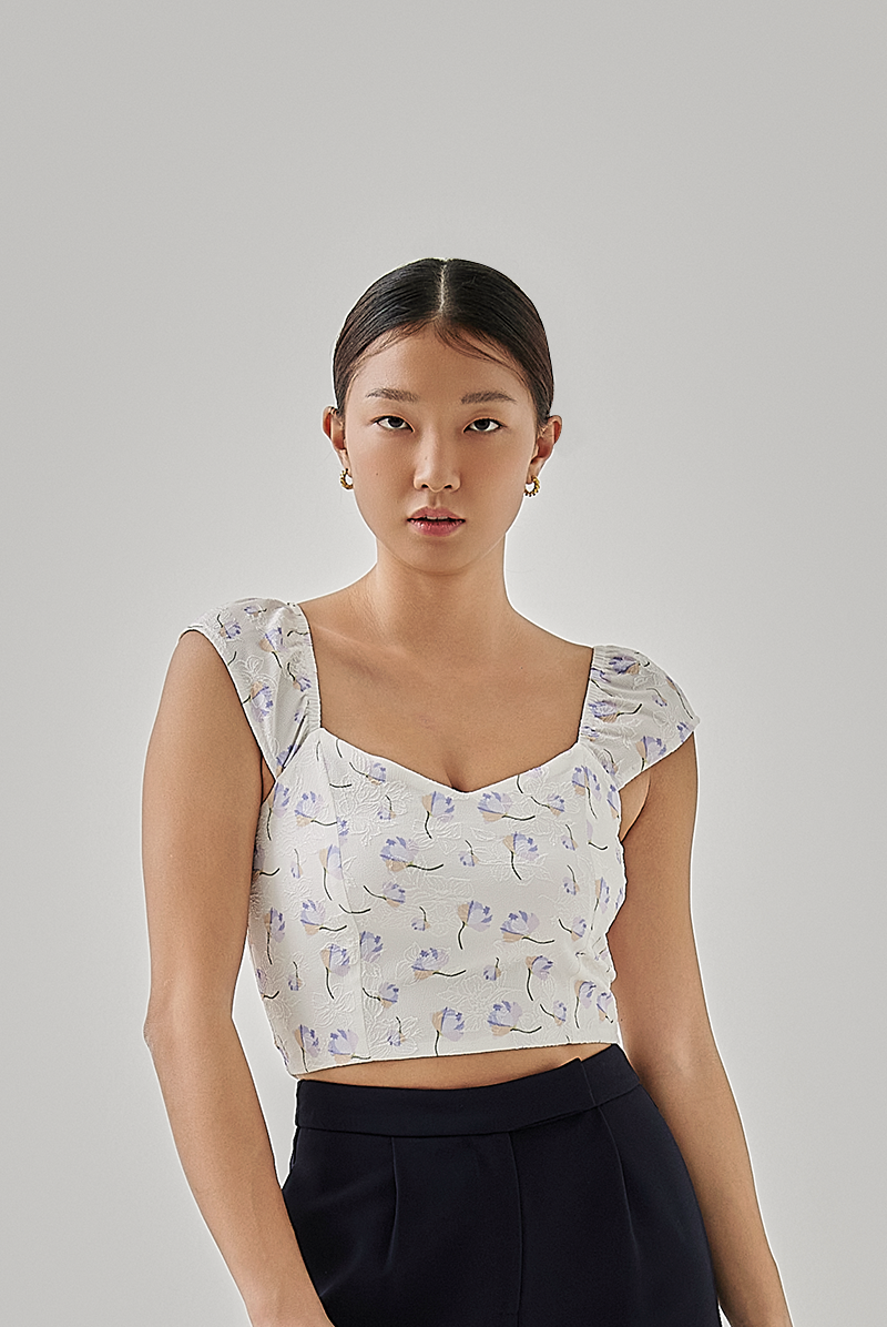 Vinnie Floral Embroidery Top in White