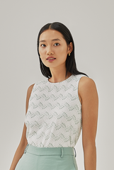 Nella Printed Blouse in White 