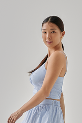 Hillary Padded Striped Camisole in Chambray Blue