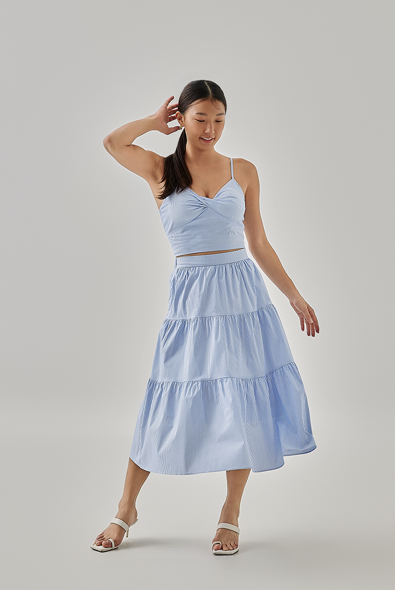 Hillary Padded Striped Camisole in Chambray Blue