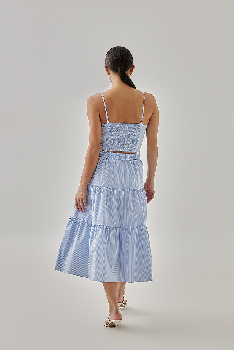 Hillary Padded Striped Camisole in Chambray Blue