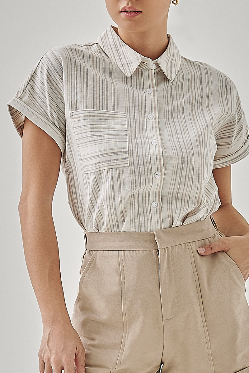 Ruth Striped Button Down Pocket Shirt