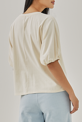 Noelle Soft Cotton Tee in Bone