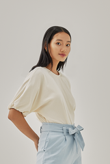 Noelle Soft Cotton Tee in Bone