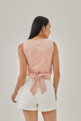 Marya Ribbon Tie Top in Flamingo