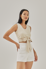 Marya Ribbon Tie Top in Powder