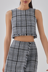 Nora Fringe Hem Tweed Tank Top