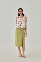 Alora Printed Square Neck Top in White