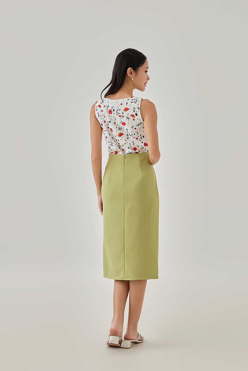 Alora Printed Square Neck Top in White