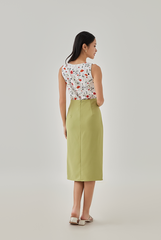 Alora Printed Square Neck Top in White