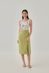 Alora Printed Square Neck Top in White