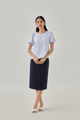 Eliza Puff Sleeves Textured Top in Periwinkle