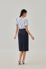 Eliza Puff Sleeves Textured Top in Periwinkle