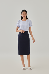 Eliza Puff Sleeves Textured Top in Periwinkle