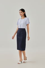 Eliza Puff Sleeves Textured Top in Periwinkle