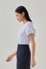 Eliza Puff Sleeves Textured Top in Periwinkle