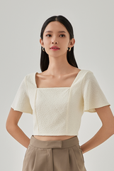 Stacey Flare Sleeves Top in Cream