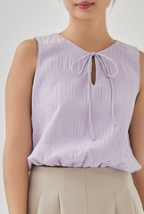 Sol Textured Self Tying Ribbon Top in Lilac