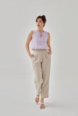 Sol Textured Self Tying Ribbon Top in Lilac