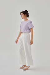 Sol Textured Puff Sleeves Top in Lilac