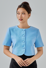 [B1F1] Sidney Tweed Button-Up Crop Top