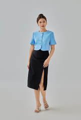 [B1F1] Sidney Tweed Button-Up Crop Top