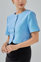 [B1F1] Sidney Tweed Button-Up Crop Top