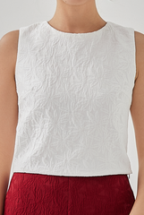Queenie Sleeveless Embroidered Top in White