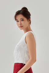 Queenie Sleeveless Embroidered Top in White