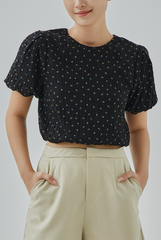 Corra Floral Printed Puff Sleeves Top