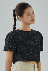 Corra Floral Printed Puff Sleeves Top