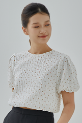 Corra Floral Printed Puff Sleeves Top