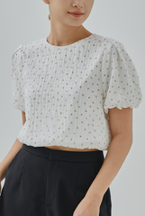 Corra Floral Printed Puff Sleeves Top