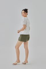 Penelope Embroidery Self Tying Ribbon Top White