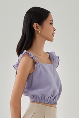 Shea Elasticated Flare Sleeves Top in Lilac