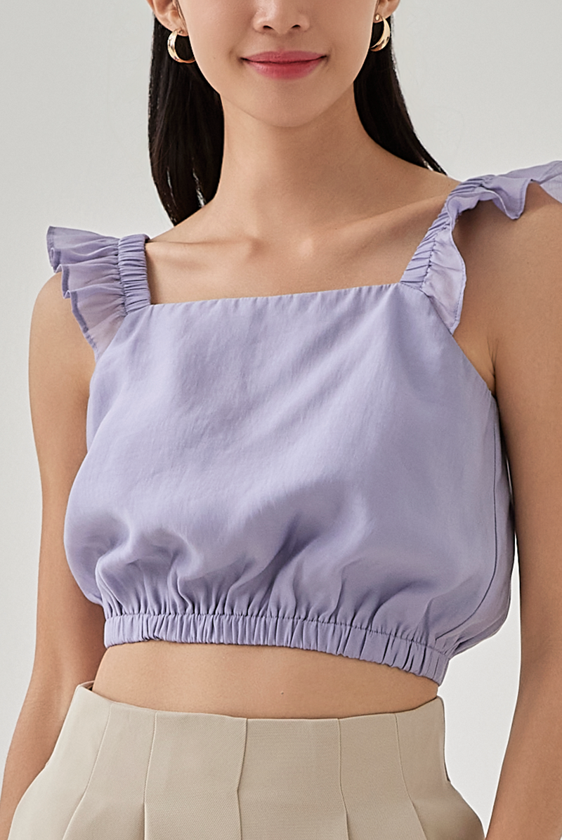 Shea Elasticated Flare Sleeves Top in Lilac