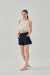 Beau Printed Bubble Hem Top in Cream