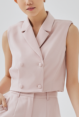Camilla Cropped Blazer Vest Top in Blush