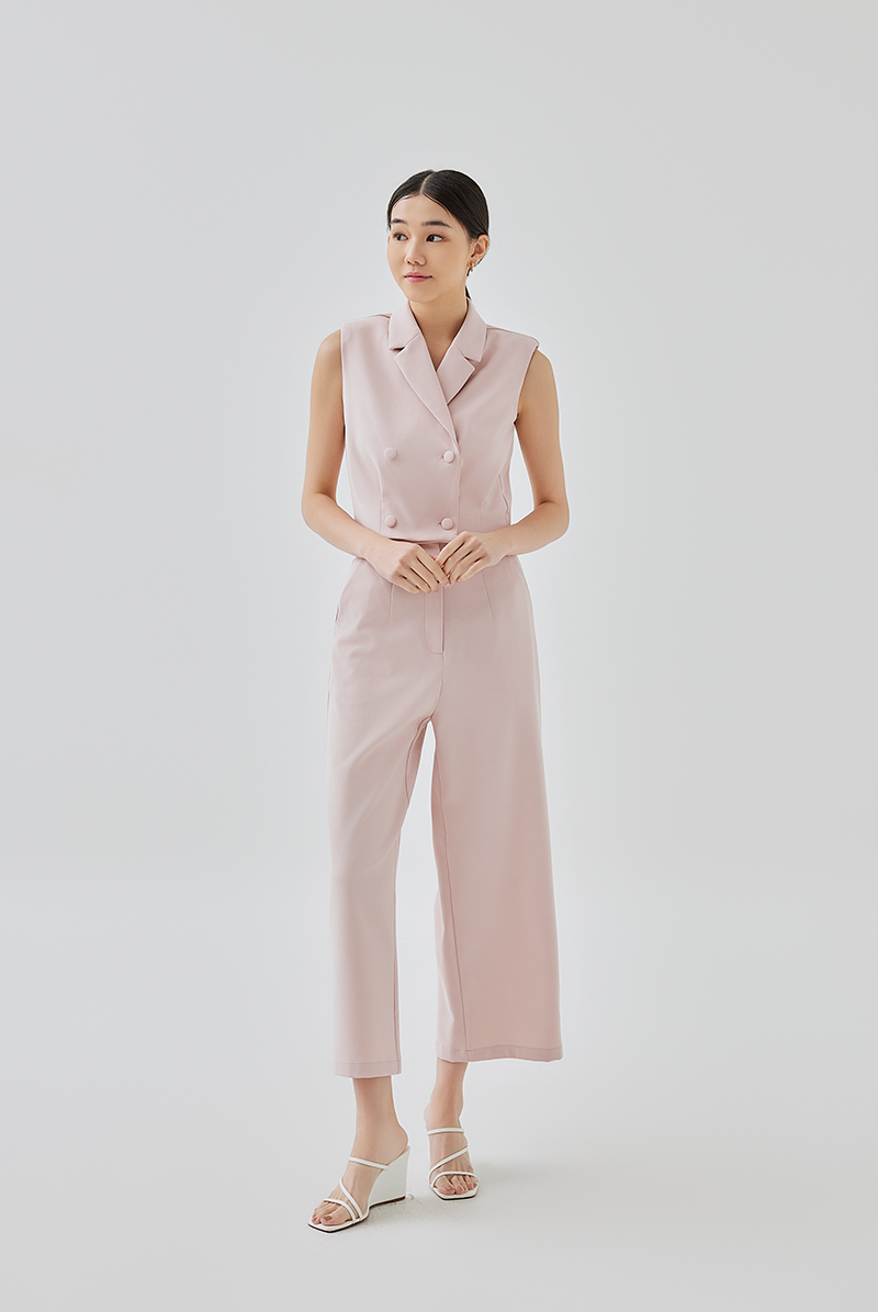 Camilla Cropped Blazer Vest Top in Blush 