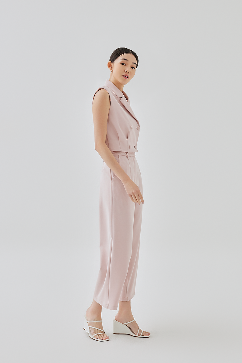 Camilla Cropped Blazer Vest Top in Blush