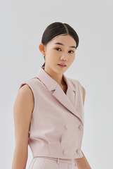 Camilla Cropped Blazer Vest Top in Blush