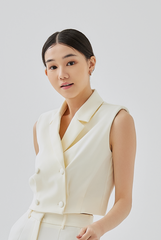 Camilla Cropped Blazer Vest Top in Cream 