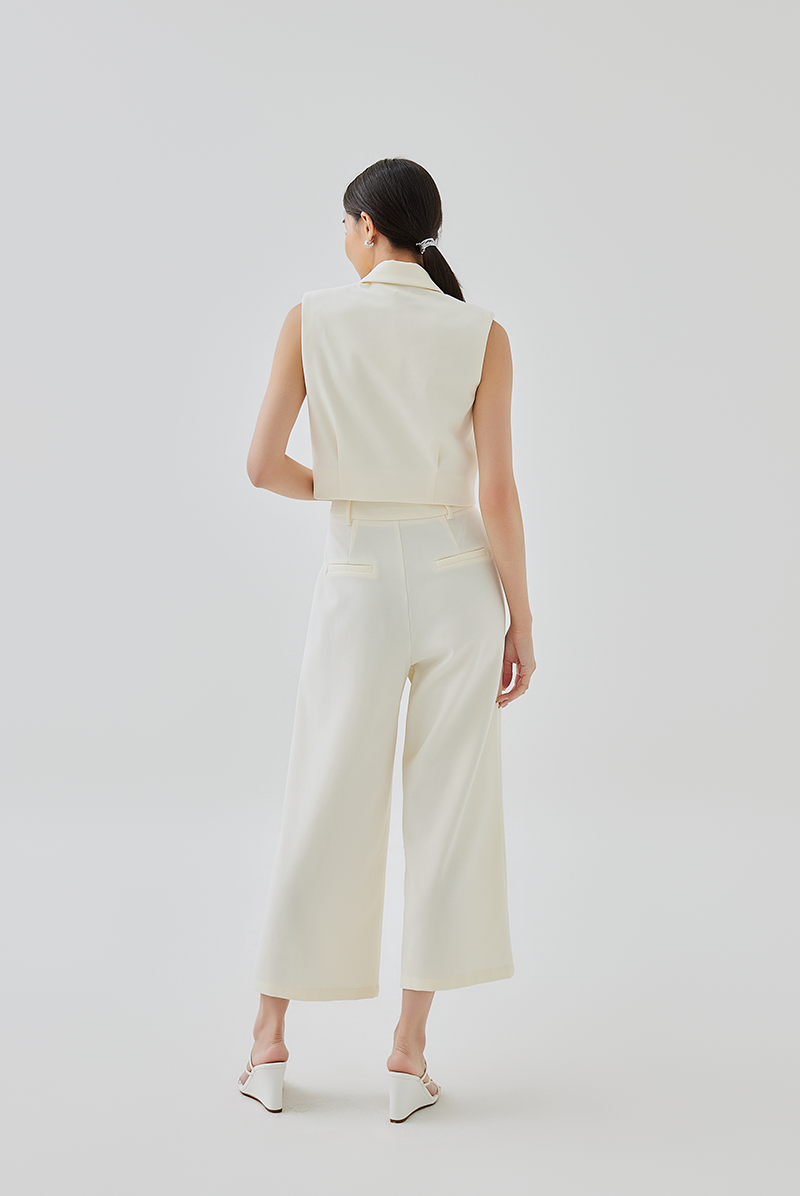Camilla Cropped Blazer Vest Top in Cream
