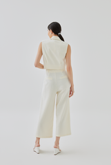 Camilla Cropped Blazer Vest Top in Cream