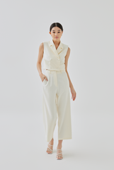 Camilla Cropped Blazer Vest Top in Cream