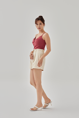 Thea Padded Knotted Top in Cherry