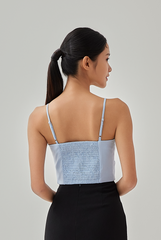 Thea Padded Knotted Top in Sky Blue
