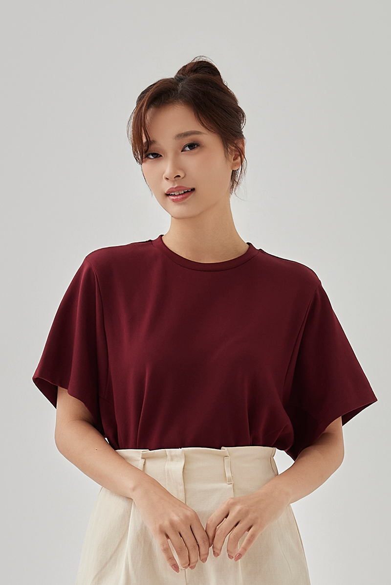 Elodie Oversized T-Shirt in Wine Red